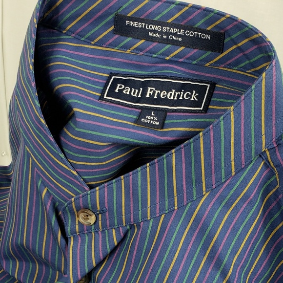 Paul Fredrick Collarless Long Sleeve  Button Up - Picture 5 of 5